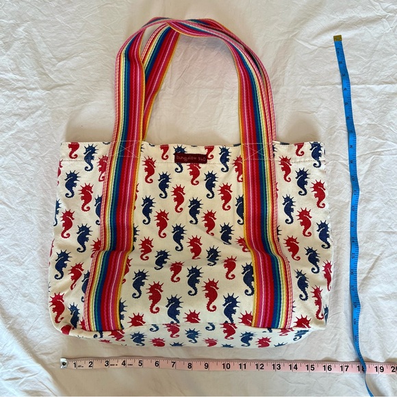 Bungalow 360 Rainbow Stripped Canvas Tote Seahorses - Picture 8 of 8